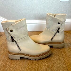 Fabianelli Italy Cream leather suede fur bootie boot EU 41. 9 1/2 10